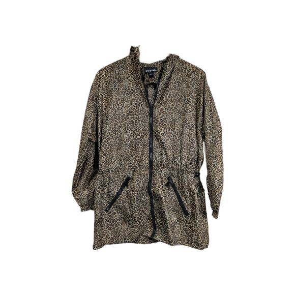 ShedRain Womens Leopard Print Hooded Full Zip Raincoat S/M Nylon Animal Outdoors - Picture 2 of 5